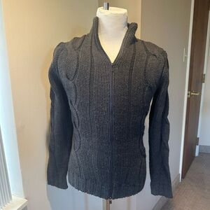 Men chunky gray sweater zip-up